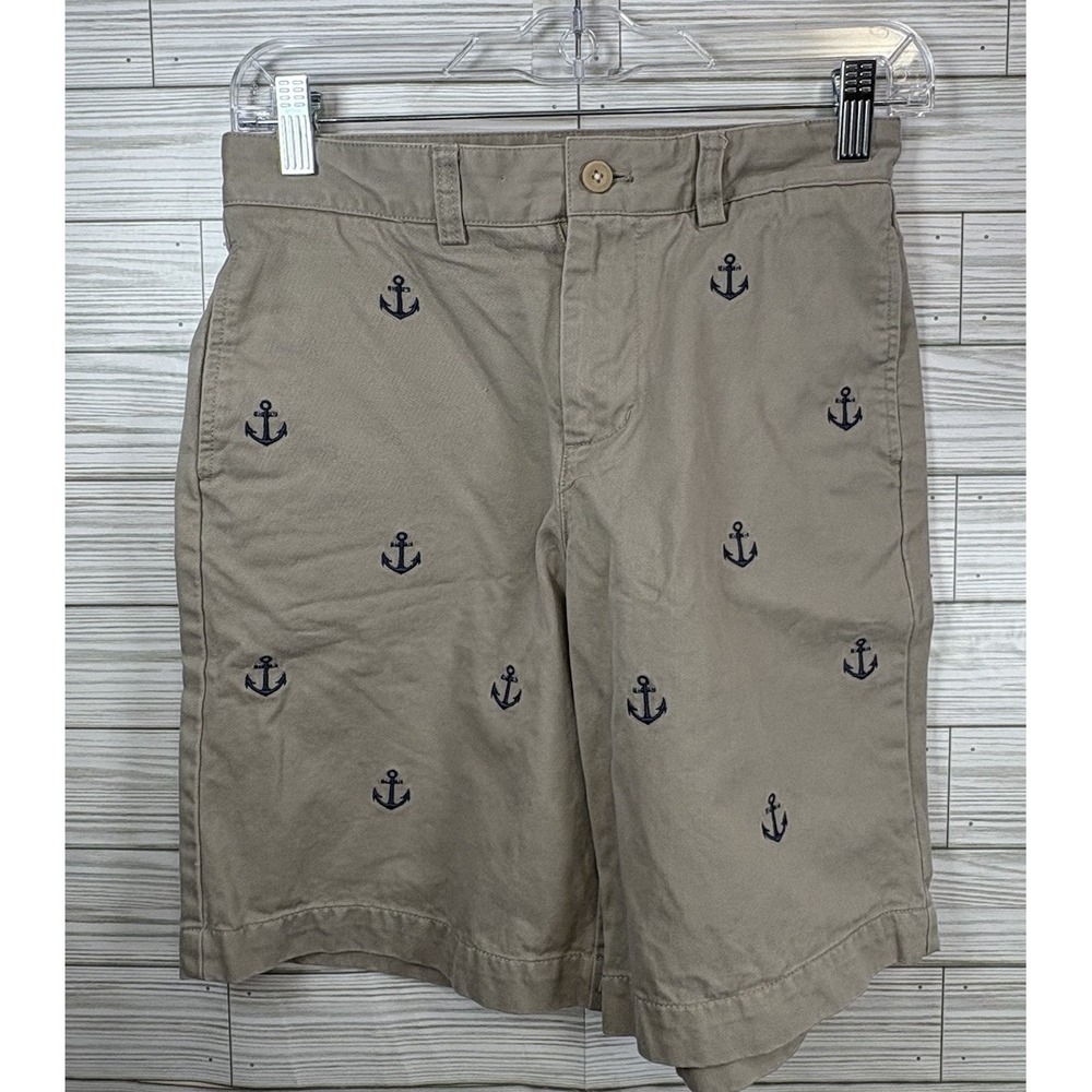 Vineyard Vines Ian & Shep Boys Blue Anchor Tan Chino Shorts Sz 12